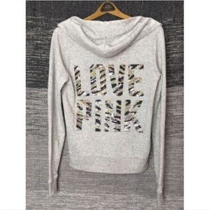 Victorias Secret Pink Zebra Sequin Bling Hoodie